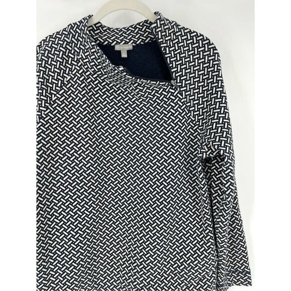 T By Talbots Asymmetrical Cross Stitch Lightweight Sweatshirt Size Large Petite - Picture 2 of 10